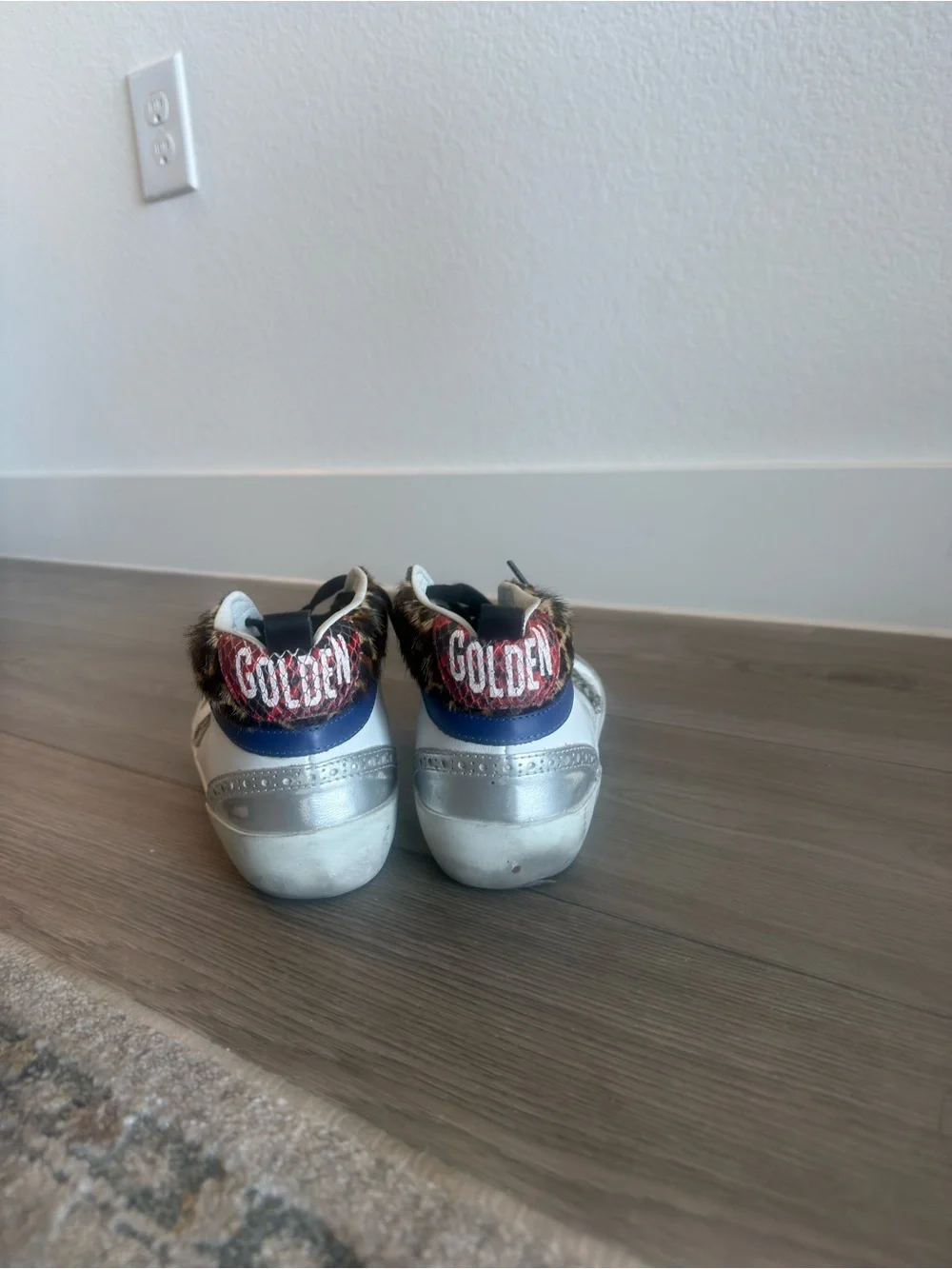 Golden Goose Size 37 White Leopard Accent High-Top Sneakers